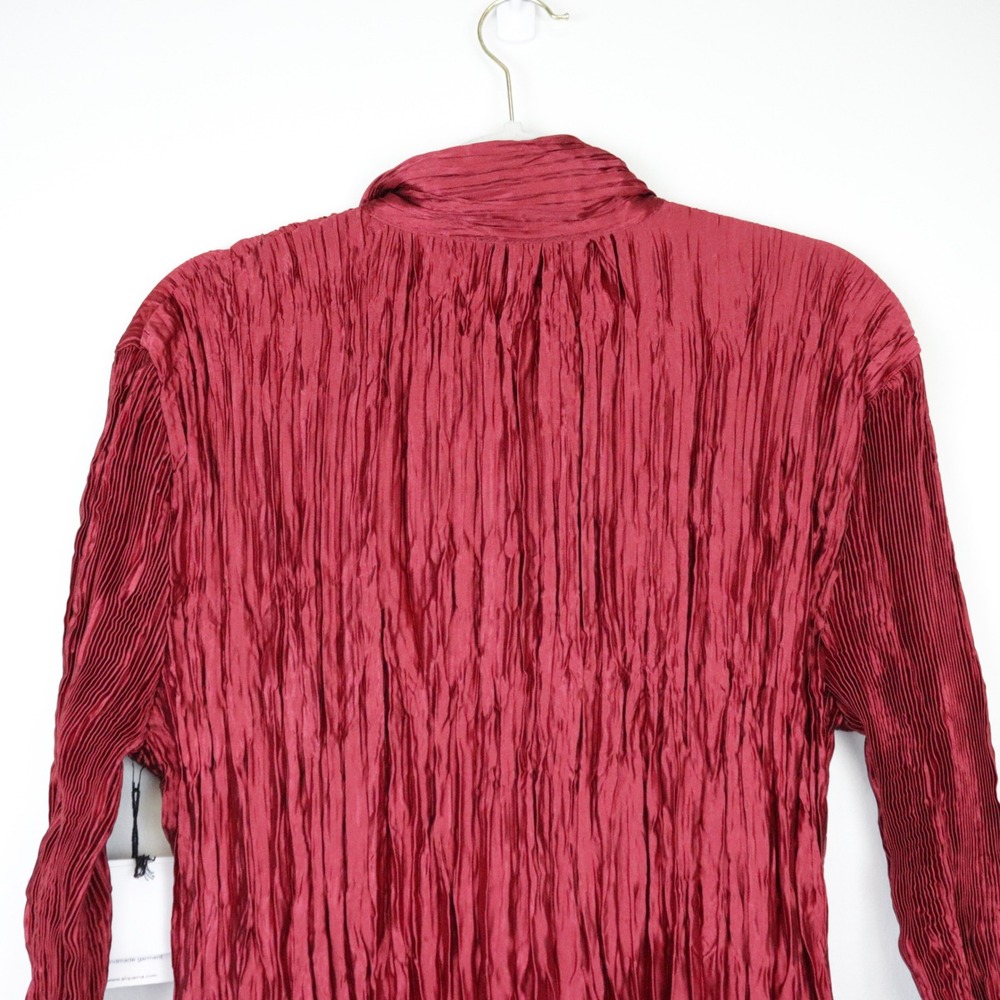 NWT Alquema Metallic Nehru Coat Dress Ruby Red 2 US 12-14 - Picture 6 of 12